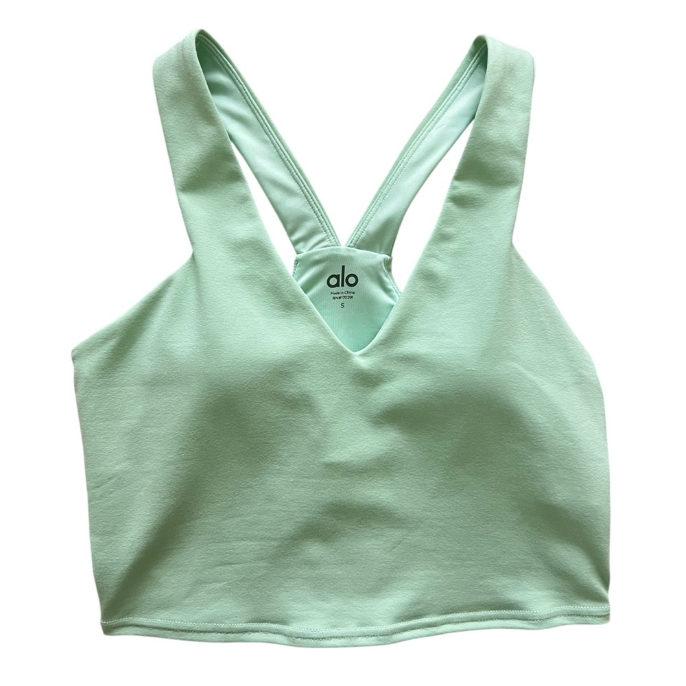 ALO Yoga Airbrush Real Bra Tank In Spearmint Limited Edition Cropped Top Size S - Picture 2 of 13
